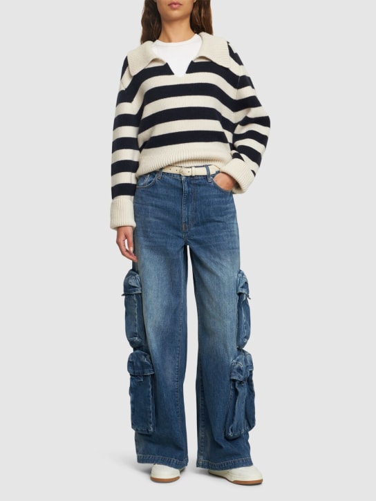Amiri: High rise wide denim cargo jeans - Blue - women_1 | Luisa Via Roma