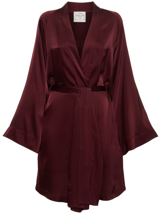 Forte_forte: Stretch silk satin kimono - Brown - women_0 | Luisa Via Roma