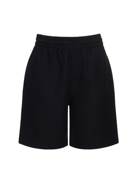 Burberry: Shorts in felpa di jersey di cotone - Nero - men_0 | Luisa Via Roma