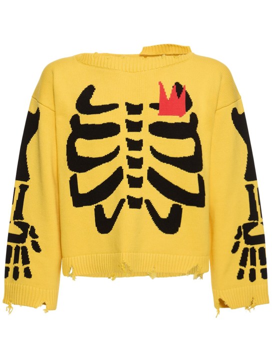 Charles Jeffrey LOVERBOY: Graphic slash skeleton sweater - Yellow Skeleton - men_0 | Luisa Via Roma