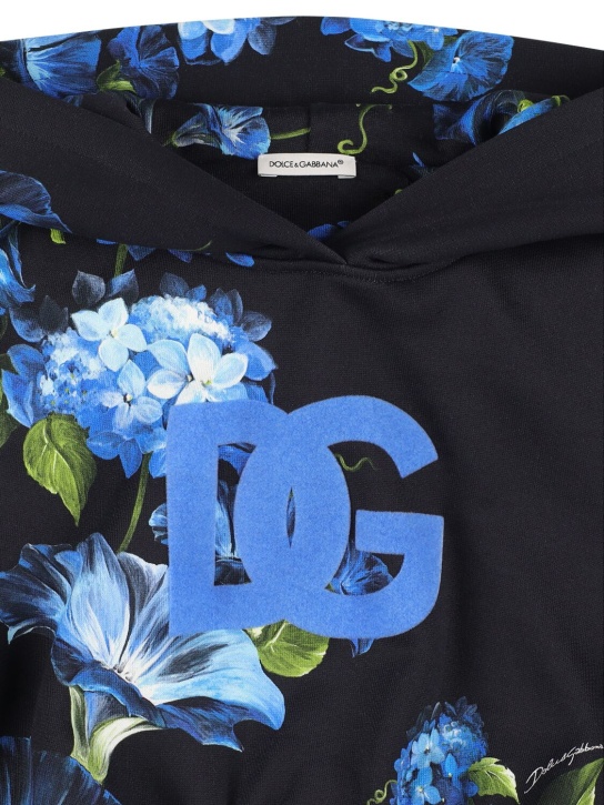 Dolce&Gabbana: Sweat-shirt imprimé logo à capuche - Noir - kids-girls_1 | Luisa Via Roma