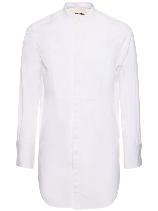 Jil Sander: Oversize cotton poplin plastron shirt - White - men_0 | Luisa Via Roma