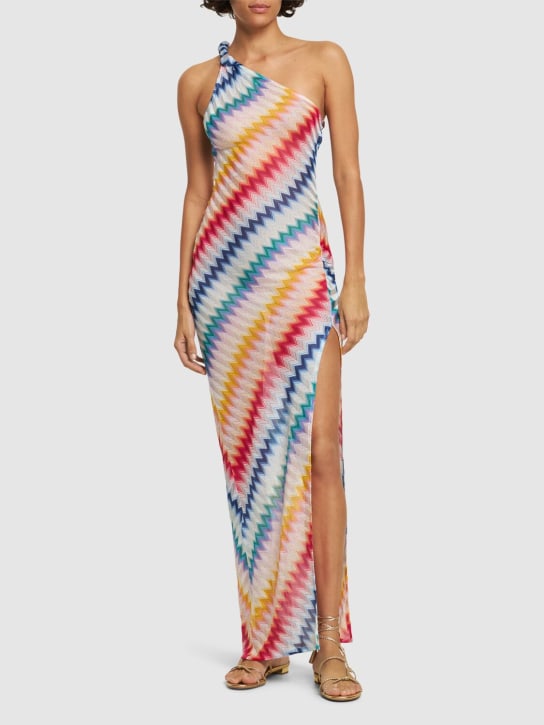 Missoni: Robe longue asymétrique en lurex à chevrons - Multicolore - women_1 | Luisa Via Roma