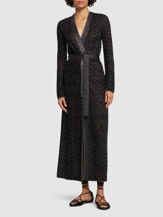 Missoni: Zig Zag jacquard sequined long dress - Black - women_1 | Luisa Via Roma