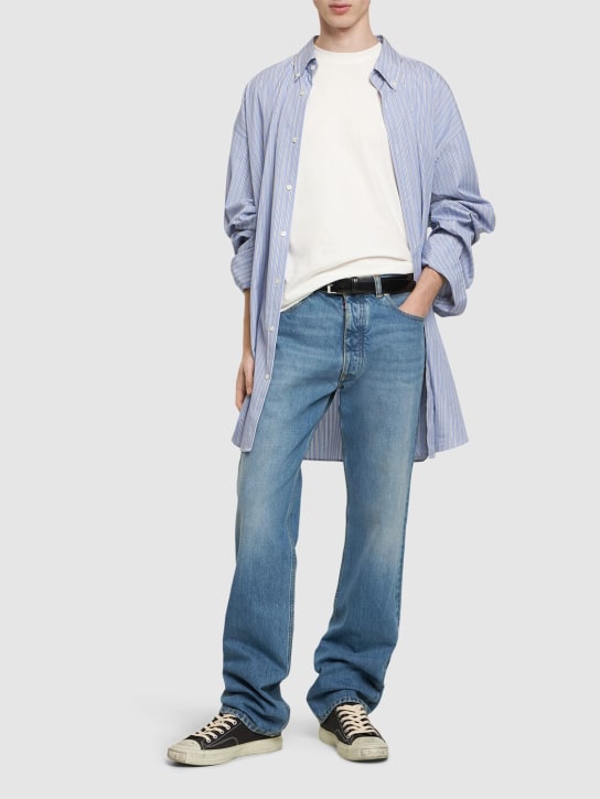 Maison Margiela: Jeans regular fit in denim di cotone - Blu - men_1 | Luisa Via Roma