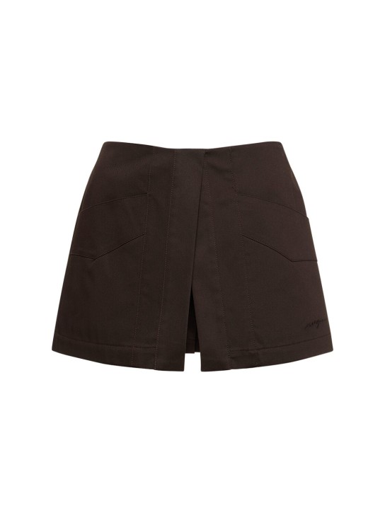 MSGM: Shorts aus Stretch-Baumwolle - Braun - women_0 | Luisa Via Roma