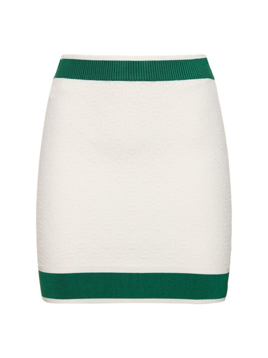 Casablanca: Knit mini skirt - White/Green - women_0 | Luisa Via Roma