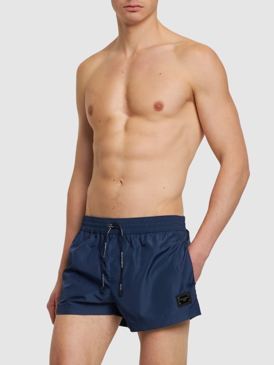 Dolce&Gabbana: Drawstring swim shorts - Blue Scuro - men_1 | Luisa Via Roma