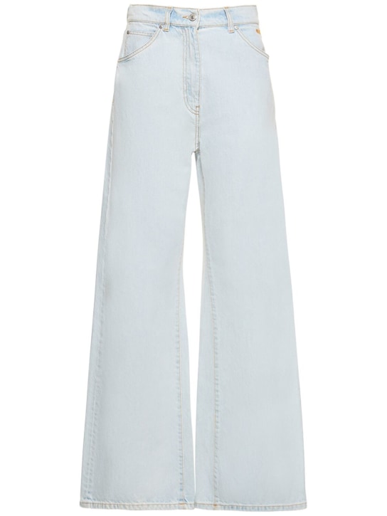 MSGM: Jeans larghi in cotone - Celeste - women_0 | Luisa Via Roma