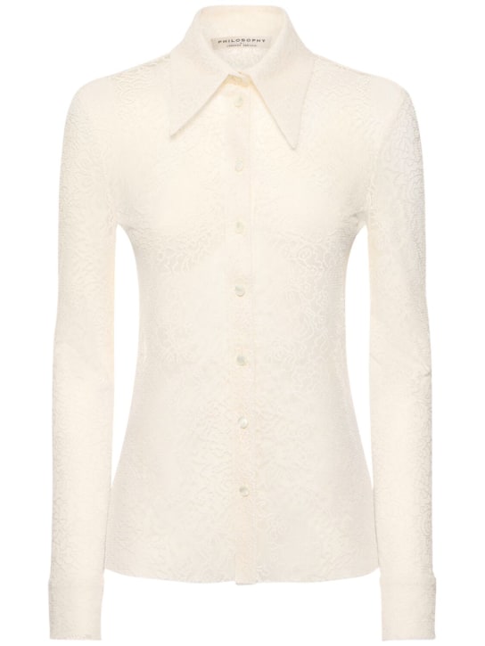 Philosophy Di Lorenzo Serafini: Buttoned lace blouse - White - women_0 | Luisa Via Roma