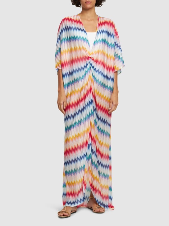 Missoni: Robe longue en lurex drapé à chevrons - Multicolore - women_1 | Luisa Via Roma