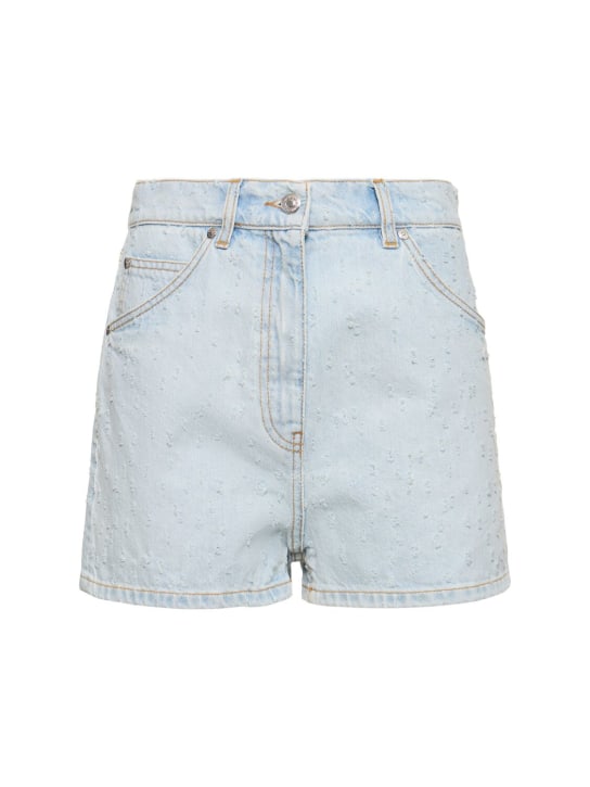 MSGM: Cotton denim shorts - Light Blue - women_0 | Luisa Via Roma