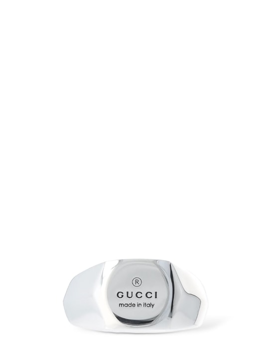 Gucci: Trademark sterling silver ring - Silver - men_1 | Luisa Via Roma