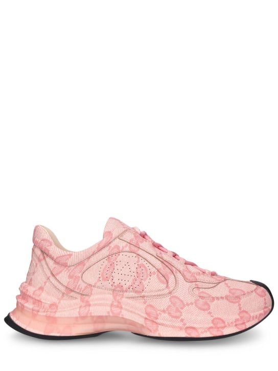 Gucci: 62mm Gucci Run leather sneakers - Pink - women_0 | Luisa Via Roma