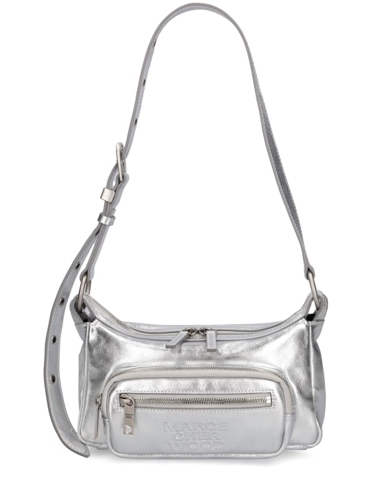 Marge Sherwood: Mini Outpocket leather hobo bag - Metallic Silver - women_0 | Luisa Via Roma