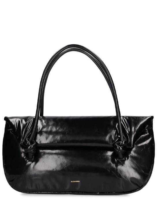 Jil Sander: Medium Knot leather shoulder bag - Black - women_0 | Luisa Via Roma