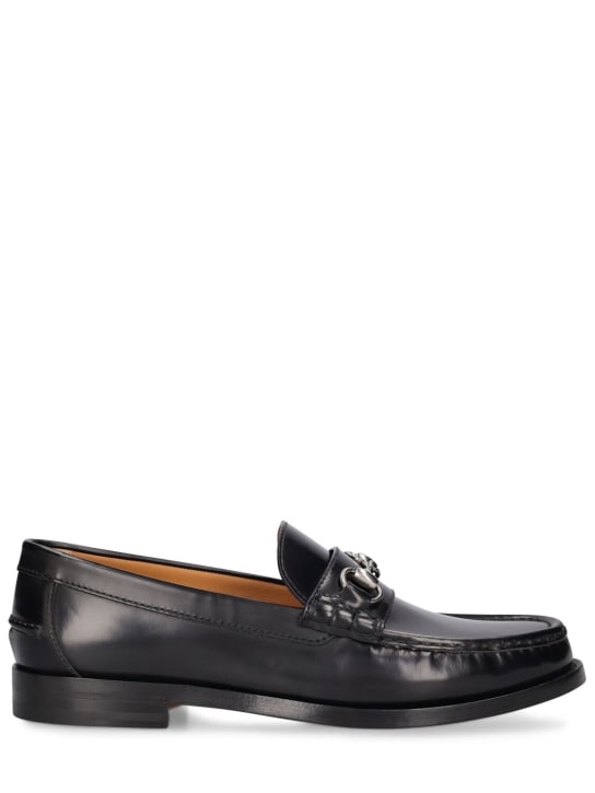 Gucci: Kaveh interlocking leather loafers - Black - men_0 | Luisa Via Roma