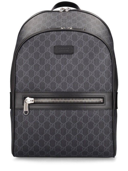 Gucci: GG Supreme canvas backpack - Black - men_0 | Luisa Via Roma