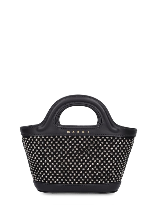 Marni: Micro Tropicalia crystal top handle bag - Black - women_0 | Luisa Via Roma