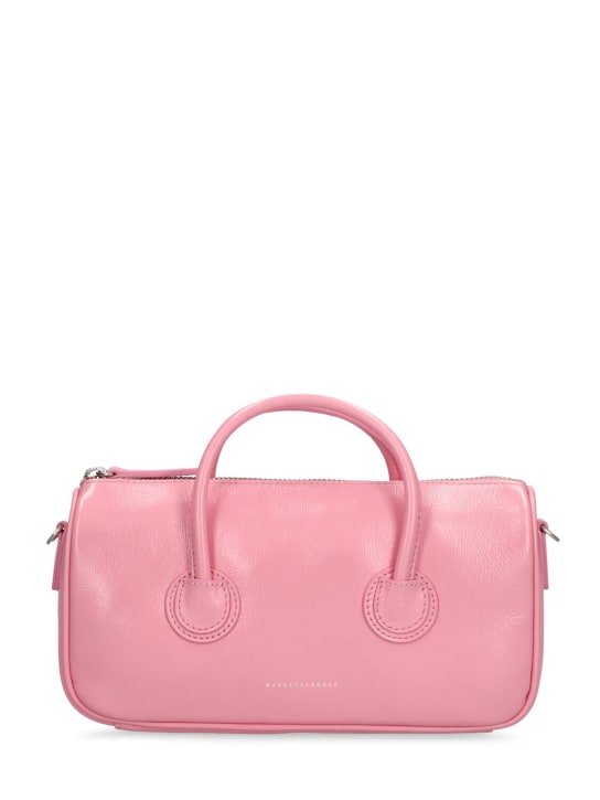 Marge Sherwood: Small Zipper leather top handle bag - Candy Pink Glossy - women_0 | Luisa Via Roma