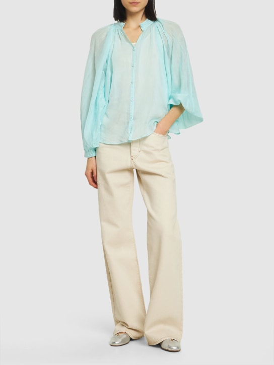 Forte_forte: Hemd aus Baumwolle und Seide - Hellblau - women_1 | Luisa Via Roma