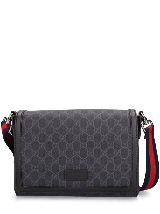 Gucci: GG Supreme crossbody bag - Black - men_0 | Luisa Via Roma