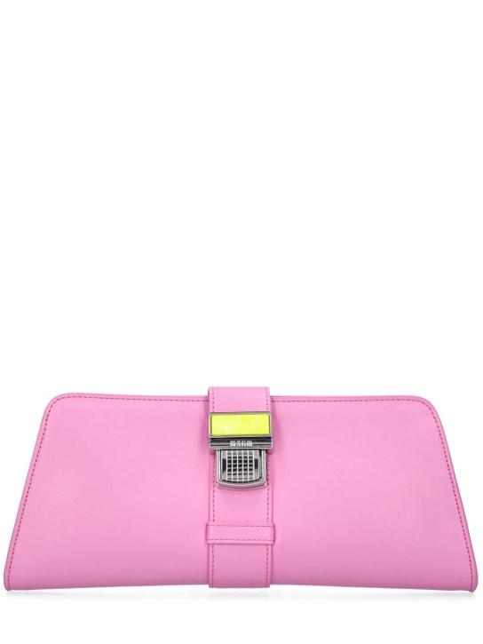 MSGM: Clic elongated faux leather clutch - Pink - women_0 | Luisa Via Roma