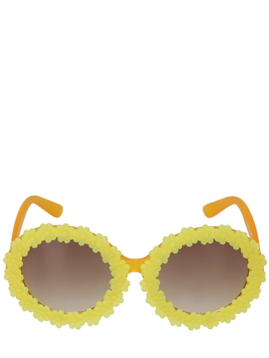 Molo: Flower round polycarbonate sunglasses - Yellow - kids-girls_0 | Luisa Via Roma