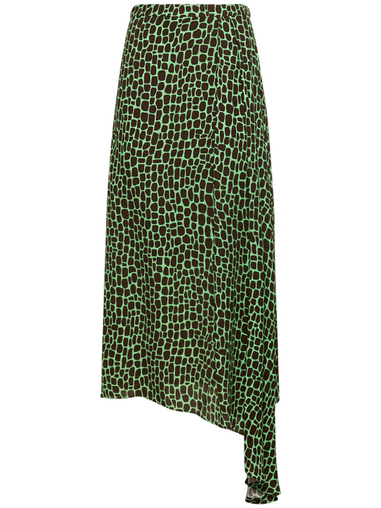 MSGM: Printed viscose midi skirt - Green/Multi - women_0 | Luisa Via Roma