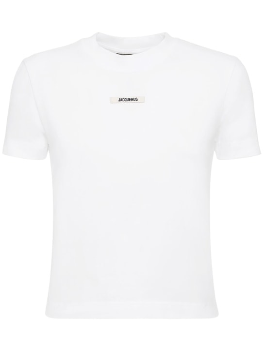Jacquemus: Le T-shirt Gros Grain棉质T恤 - 白色 - women_0 | Luisa Via Roma