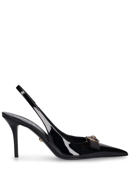 Versace: 85mm Leather slingback pumps - Black - women_0 | Luisa Via Roma