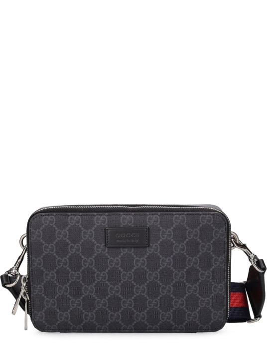 Gucci: GG Supreme crossbody bag - Black - men_0 | Luisa Via Roma