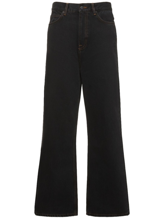 Wardrobe.nyc: Low rise wide cotton jeans - Black - women_0 | Luisa Via Roma