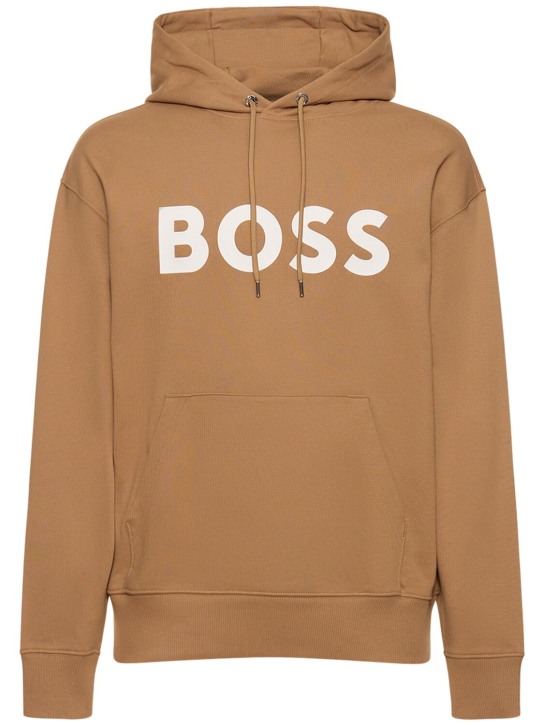 Boss: Sullivan 16 logo hoodie - Medium Beige - men_0 | Luisa Via Roma