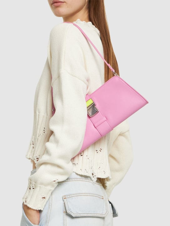 MSGM: Clic elongated faux leather clutch - Pink - women_1 | Luisa Via Roma
