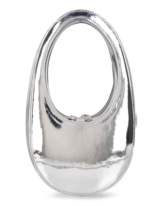 Coperni: Mini Swipe faux leather shoulder bag - Silver - men_0 | Luisa Via Roma