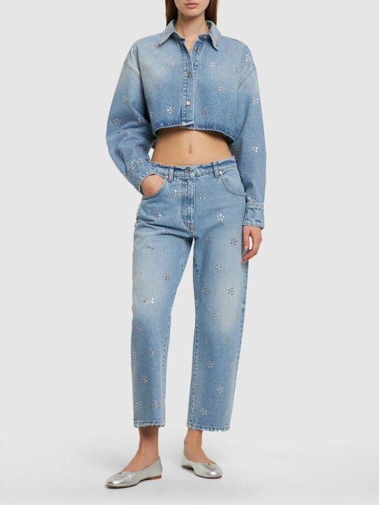MSGM: Verkürzte Denim-Jeans aus Baumwolle - Hellblau - women_1 | Luisa Via Roma