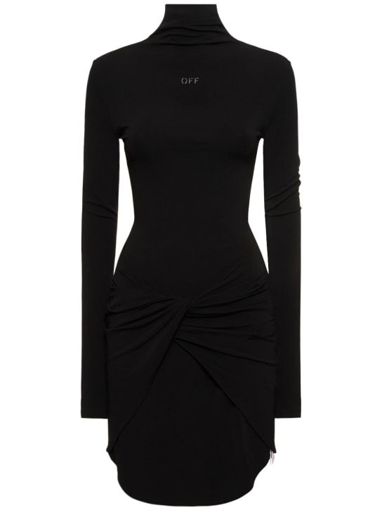 Off-White: Twisted stretch viscose mini dress - Black - women_0 | Luisa Via Roma