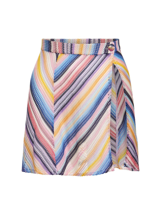 Missoni: Striped knit mini skirt - Multicolor - women_0 | Luisa Via Roma