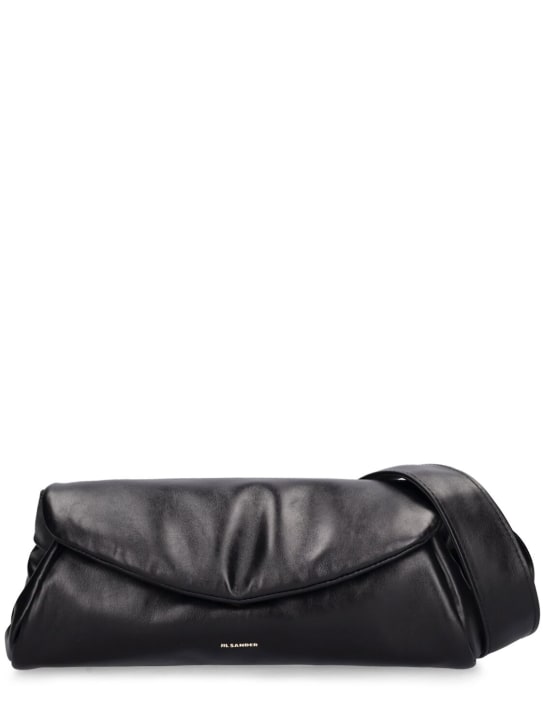 Jil Sander: Small Cannolo padded leather bag - Black - women_0 | Luisa Via Roma
