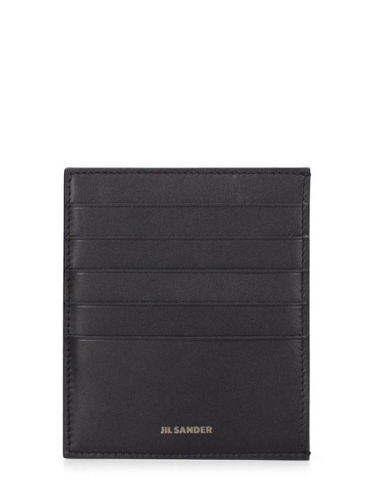 Jil Sander: Logo leather card holder - Black - men_0 | Luisa Via Roma