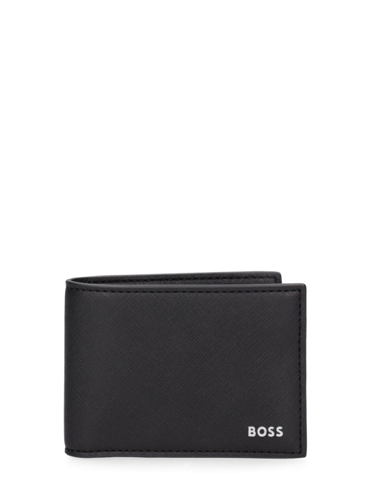 Boss: Zain leather billfold wallet - Black - men_0 | Luisa Via Roma