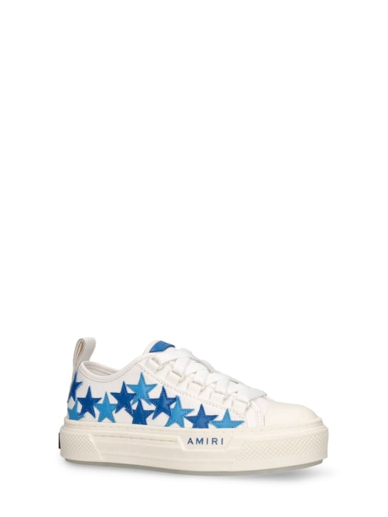 Amiri: Sneakers à lacets en toile de coton imprimé - Blanc/Bleu - kids-boys_1 | Luisa Via Roma