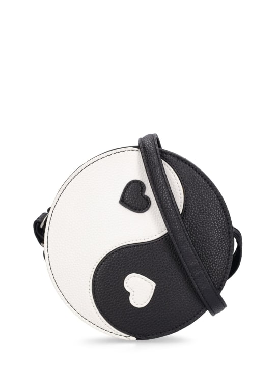 Molo: Yin Yang faux leather shoulder bag - White/Black - kids-girls_0 | Luisa Via Roma