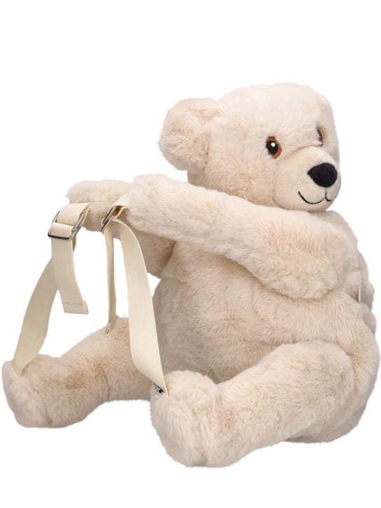 Molo: Bear faux fur backpack - Off White - kids-boys_1 | Luisa Via Roma