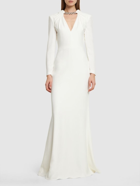 Alexander McQueen: Twisted bow embroidered evening gown - Light Ivory - women_1 | Luisa Via Roma
