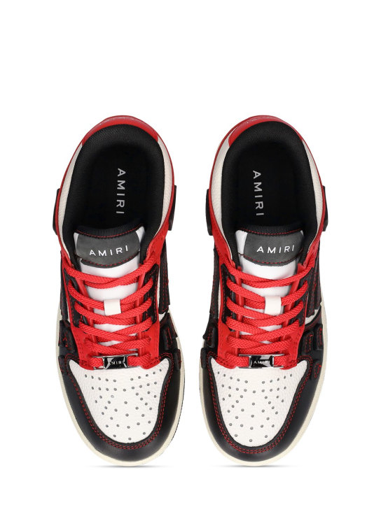 Amiri: Leather lace-up sneakers - Black/Red - kids-boys_1 | Luisa Via Roma