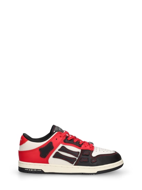 Amiri: Leather lace-up sneakers - Black/Red - kids-boys_0 | Luisa Via Roma