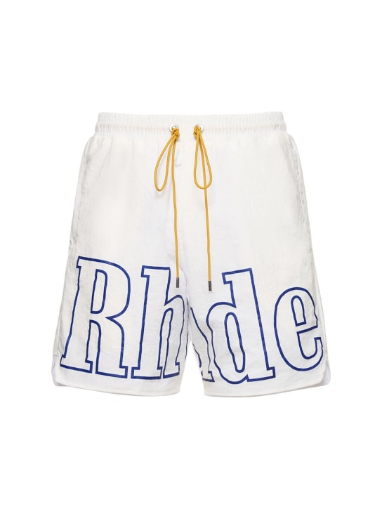 RHUDE: Shorts con logo - Bianco - men_0 | Luisa Via Roma