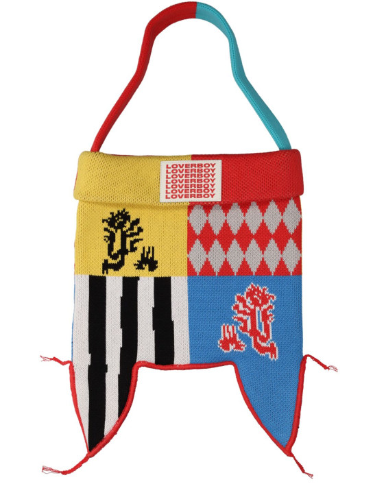 Charles Jeffrey LOVERBOY: Cotton knit shoulder bag - Heraldry Flag - men_0 | Luisa Via Roma